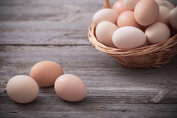 eggs on wooden background