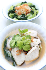 Homemade Sea Bass Fish with Noodles, gourmet food