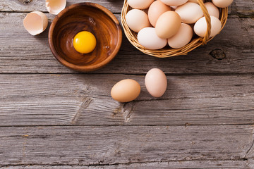 eggs on wooden background