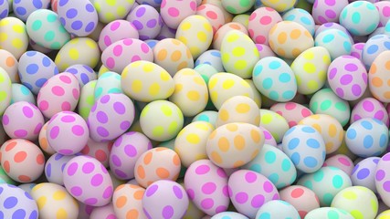 Fototapeta na wymiar Pile of Colorful Eggs With Spot Pattern