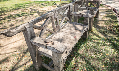 Old wooden chairs in the garden