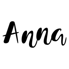 Female name - Anna. Lettering design. Handwritten typography. Vector - obrazy, fototapety, plakaty