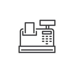 Cash register line icon, outline vector sign, linear style pictogram isolated on white. Symbol, logo illustration. Editable stroke. Pixel perfect