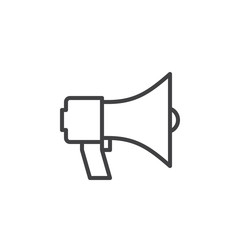 Megaphone, bullhorn line icon, outline vector sign, linear style pictogram isolated on white. Announcement symbol, logo illustration. Editable stroke. Pixel perfect