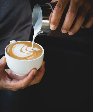 Coffee latte art in coffee shop
