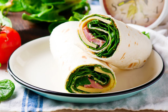 Ham and Cheese  and spinach Wrap