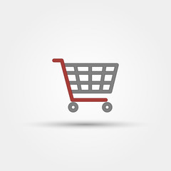 shopping trolley red vector