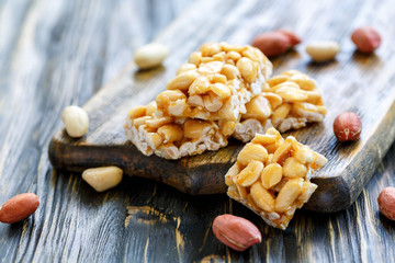 Bars of honey and peanuts.