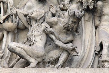 Fall into Hell - detail of the sculpture of the Last Judgment
