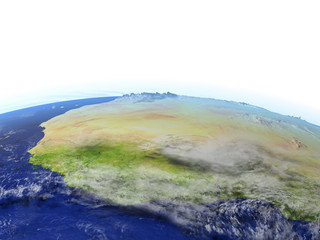 Western Africa on realistic model of Earth