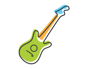 Modern Guitar Logo - Abstract Colorful Neon Guitar Symbol