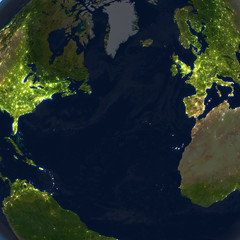 Northern Hemisphere at night on planet Earth