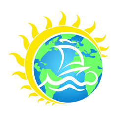 Sailboat on the waves travel