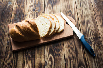 sliced bread on the wooden background