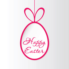 Easter egg with the word Happy Easter on a rope.  Happy Easter symbol.  Greeting Card Happy Easter. Vector Image.
