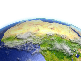 North Africa on realistic model of Earth