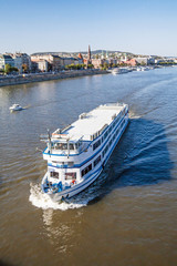 Tourist ships on the river Danube, Budapest, Hungary