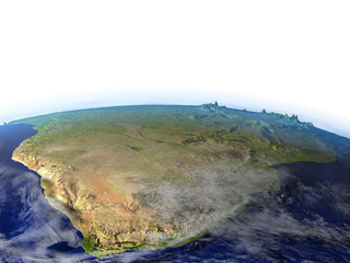 South Africa on realistic model of Earth