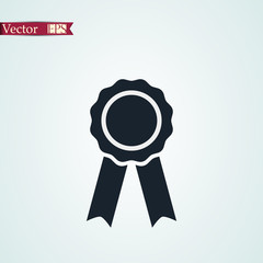 badge with ribbons icon, vector illustration. Flat design style