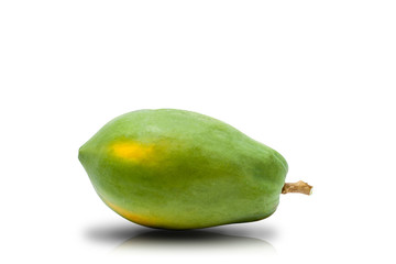 raw papaya on white and clipping path