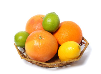 Mix orange lemon kiwi  lime grapefruit isolated on white background