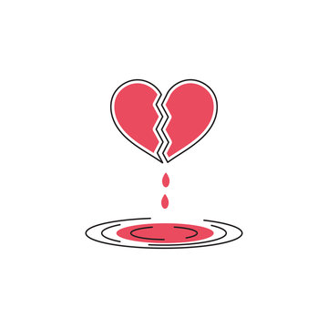 Broken Heart Line Icon