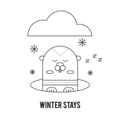 Groundhog day line icon