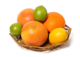 Mix orange lemon kiwi  lime grapefruit isolated on white background