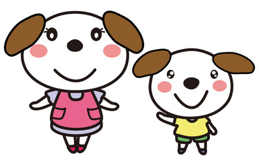 Fototapeta premium 犬のお母さんと子供