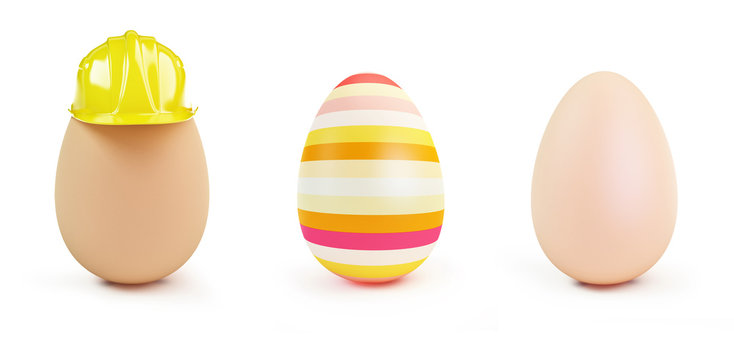 egg set on a white background 3D illustration
