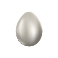 Silver easter egg isolated on white background.