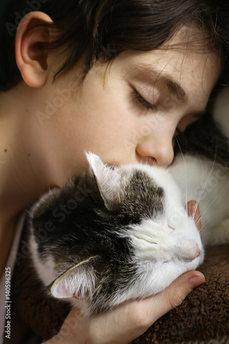 Sleeping Teen And Cat 32