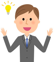 ビジネスマン　ひらめく