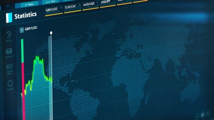 GBP falling compared to USD, pound plummets down after the Brexit vote, crisis. Electronic chart with British pound fluctuations - Powered by Adobe