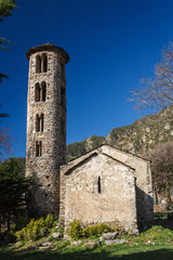 Fototapeta na wymiar Romanic church in Santa Coloma village, Andorra