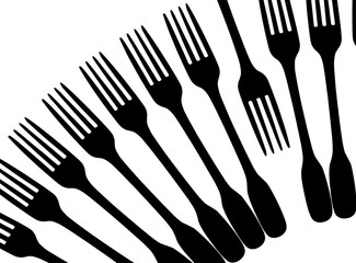 Forks art in black and white