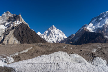 K2 bergtop en Baltoro-gletsjer, K2 trek, Pakistan