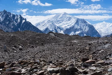 Foto op geborsteld aluminium K2 Baltoro Kangri mountain peak behind Vigne glacier, K2 trek, Pakistan