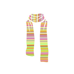 Stripped scarf icon, winter cold season logo