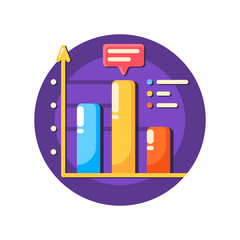 Business data graph flat icon solated. Vector illustration.