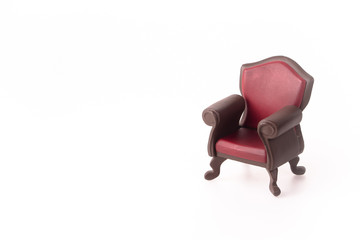 Old Vintage Arm Chair Model on White Background With Text Space - 140599987
