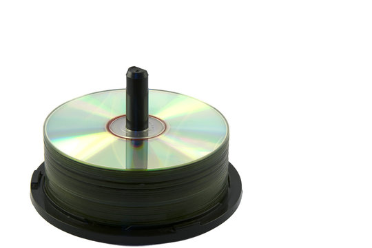 Compact discs on a white background .