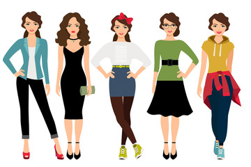Obraz premium Women fashion styles illustration