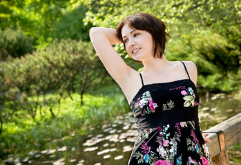 Fototapeta premium Beautiful girl enjoying the nature
