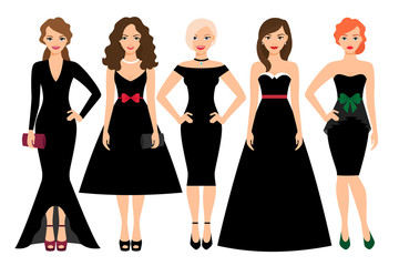 Young women in black dresses