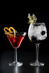 selection of fine garnish cocktail drinks on bar counter