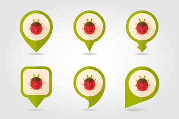Ladybug flat vector pin map icon