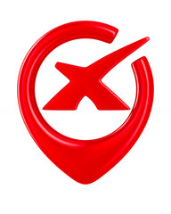 Fototapeta premium Red marker on white background. Isolated 3D image