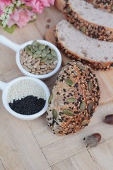 Whole wheat bread with mix seed grain cereals.