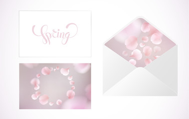 Pink sakura petals falling background